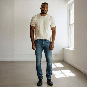 21Men ✦ Slim Fit Blue Denim Jeans ✦ Classic Cotton Blend Zip Fly Size 32W